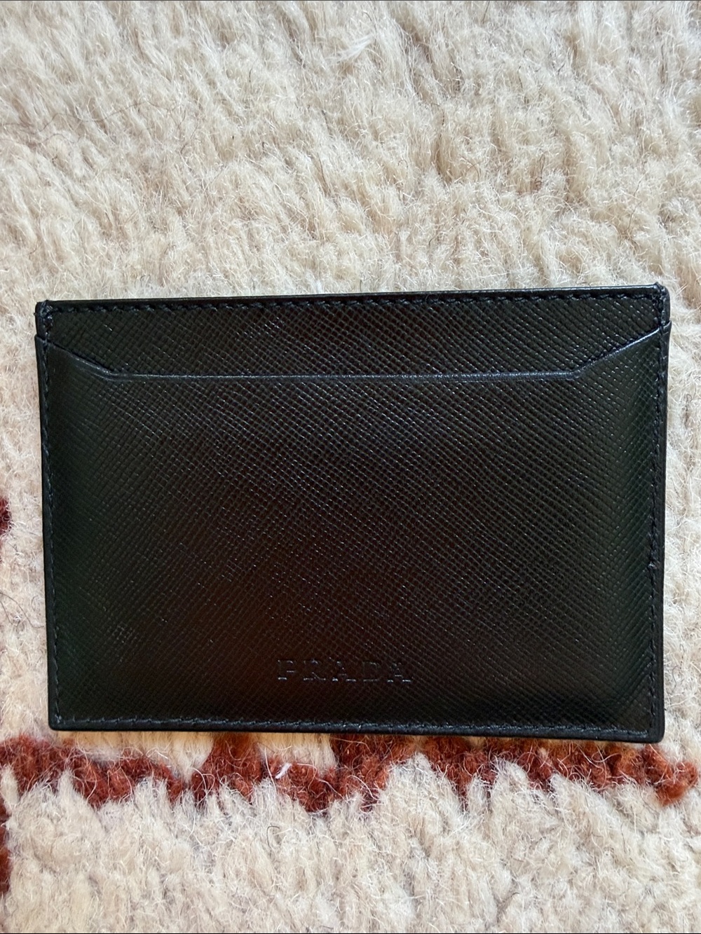 Men’s PRADA card wallet black leather